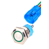 INTERRUTTORE - IMPERMEABILE - BLOCCANTE - 16MM - 12V 24V - 25A - LED VERDE