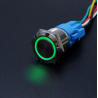INTERRUTTORE - IMPERMEABILE - BLOCCANTE - 16MM - 12V 24V - 25A - LED VERDE