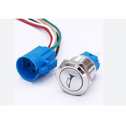 INTERRUTTORE - PULSANTE MOMENTANEO - 16MM - 12V 24V - 25A - LED VERDE - CON LOGO TROMBA