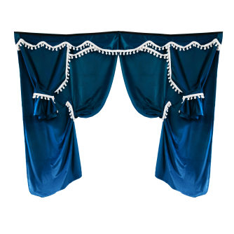 TENDA - SET COMPLETO - HELEN - BLU - POM PON BIANCO