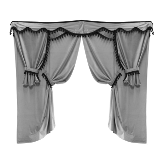 TENDA - SET COMPLETO - HELEN - GRIGIA - POM PON NERO