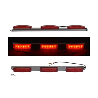 BARRA ACCIAIO INOX 40CM - 3 FANALINI 6 LED - 24V - ROSSO