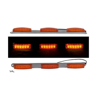 BARRA ACCIAIO INOX 40CM - 3 FANALINI 6 LED - 24V - ARANCIO